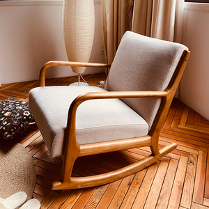 北欧风实木摇椅家用摇摇椅逍遥椅懒人沙发单人沙发椅阳台休闲椅子