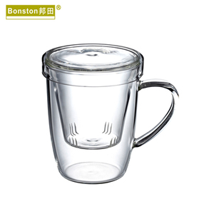 邦田G558玻璃水杯带盖过滤器花茶茶具茶杯耐热玻璃杯带盖茶具茶壶