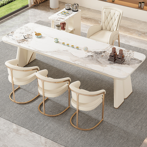 轻奢高端岩板茶桌椅组合现代简约泡茶桌一体客厅家用办公室茶台