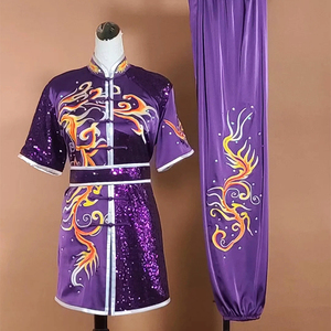 颐和迎春 武术套路剑术长拳比赛服装 练功服男女款表演竞赛服紫色