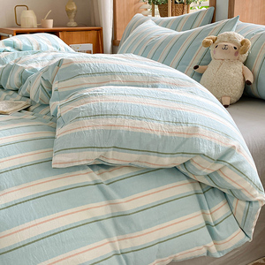 简约水洗纯棉被套100全棉单人150x200单件1.5m被罩秋冬季床罩被单