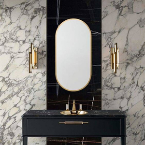 椭圆形洗手台镜子黄铜镜金色玄关镜北欧ins浴室酒店卫生间穿衣镜