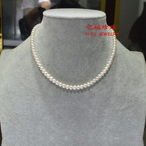 天然淡水小珍珠项链正品近圆2-3-4-5-6-7mm白色短颈锁骨链纯银扣