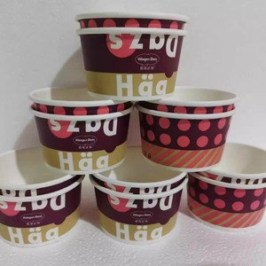 哈根达斯冰淇淋纸杯八喜桶装分装用配套小纸碗单球纸杯、木勺杯盖