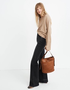 madewell2019秋季新款真皮篮子包简约纯色复古单肩带拉链包包