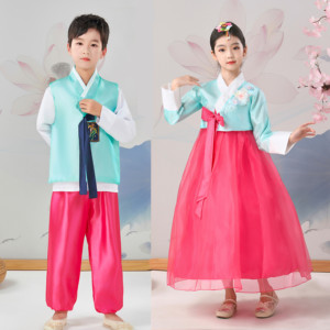 潮儿童朝鲜服装男女童少儿合唱舞台民族韩礼服舞蹈晚会竞赛表演服