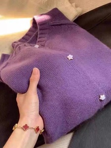 一线品牌剪标女装大牌外贸出口孤品样衣超好看紫色毛衣针织开衫秋