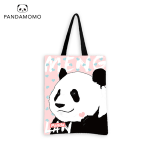 Pandamomo 大熊猫提袋 卡通可爱帆布包 轻便休闲单肩 萌兰