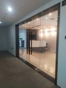 深圳布吉 办公室 店铺 玫瑰金黑  钛金隔墙 玻璃门钢化