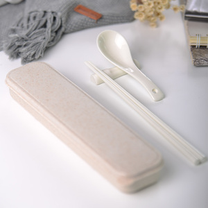 筷子勺子套装旅行便携餐具三件套家用陶瓷中式学生筷子盒成人汤匙