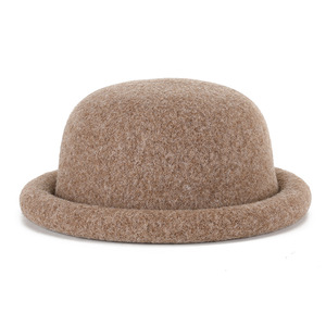 女士帽子2023新款秋季法式复古小礼帽时尚洋气冬帽卷边羊毛冒子女
