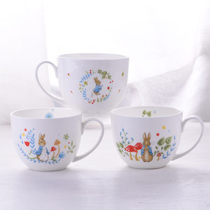 骨瓷卡通可爱早餐杯大水杯带盖勺子家用陶瓷有手柄创意红茶牛奶