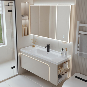 安苒卫浴新款智能镜陶瓷一体浴室柜组合卫生间洗漱台柜洗手脸盆柜