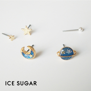 「ice 尘埃星球五件套」日本系月亮宇宙可爱梦幻迷你耳钉套组耳饰