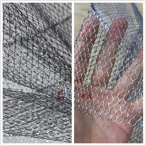 金属亮黑银色硬网纱菱形格子镂空造型设计大网眼布料透视透明面料