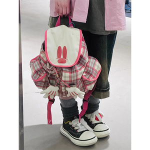 香港代购米奇双肩背包包女2024新款高级感小众通勤休闲大容量书包