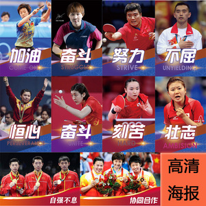 乒乓球运动员球室海报体育明星陈梦丁宁樊振东马琳墙贴纸贴画挂画