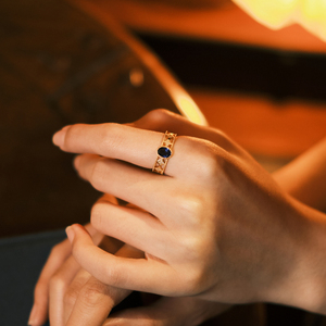 《星河徜徉》原创设计蓝宝石宇宙戒指银镀金小众高级感微镶食指戒