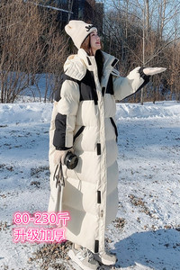 羽绒棉服女冬季2023新款韩版宽松加大码棉衣长款过膝加厚棉袄外套