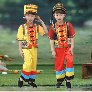 傣族少数民族儿童苗族壮族幼儿园表演服广西三月三壮族演出服男童