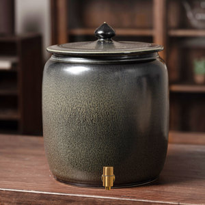 景德镇陶瓷水缸净水桶饮水缸加厚带龙头15斤20斤30斤50斤抽水茶缸