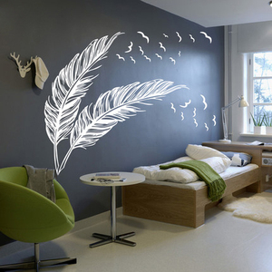 羽毛墙贴纸 创意卧室床头墙面装饰艺术贴画 客厅沙发背景墙贴自粘