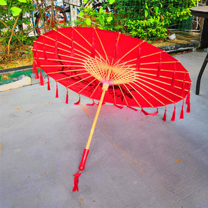 古典中国风表演演出舞蹈跳舞用的道具伞女汉服流苏油纸花伞纱甲路