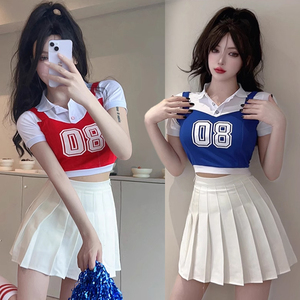 韩版女团大学生足球宝贝拉拉队演出服成人啦啦操服装爵士舞表演服