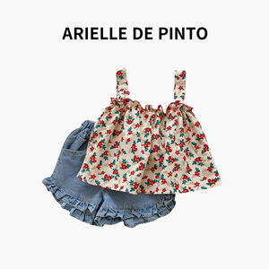 法国ARIELLE DE PINTO女童套装夏款女宝宝吊带可爱短裤两件套