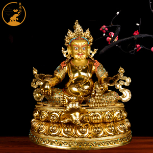 释迦族造像 尼泊尔全手工铜鎏金黄财神藏传密宗大铜像财神爷铜像