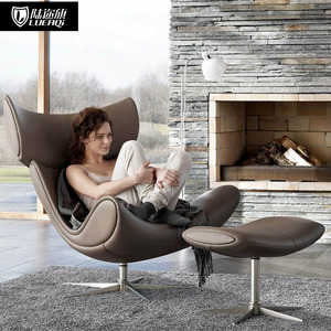 蜗牛单人沙发椅现代简约真皮老虎椅懒人创意休闲躺椅北欧设计师座