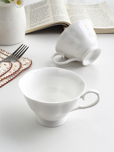 Annie Garden  大厂订单  法式简约陶瓷白色浓缩咖啡杯下午茶杯子