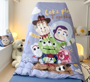 卡通床上用品巴斯光年四件套玩具总动员床笠男儿童床单被套三件套