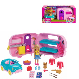 正品Barbie芭比娃娃之小凯丽露营车豪华房车女孩过家家玩具FXG90
