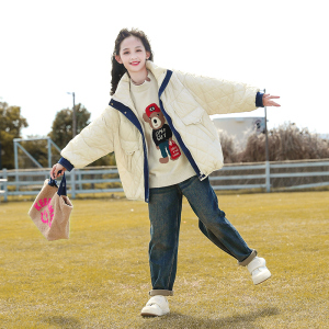 女童外套秋冬款加绒2023新款洋气女孩冬装棉衣儿童中大童冬季棉服