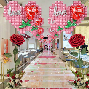 520情人节爱心气球装饰氛围告白玫瑰前台活动商场背景墙布置道具