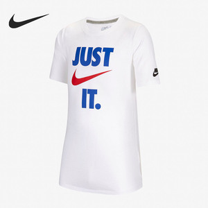 Nike/耐克夏季新款男女大童全棉短袖满分100T恤 AT5678-100-406