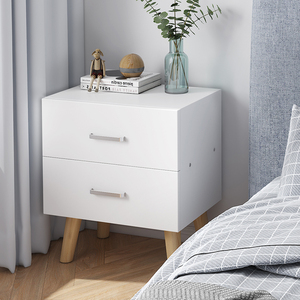 床头柜储物柜简约现代实木腿经济型床边小柜子北欧式卧室小桌子