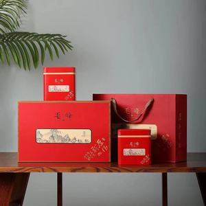 黄山毛峰 两罐半斤 新款250克包装空茶礼盒 红色款式毛峰盒子礼品