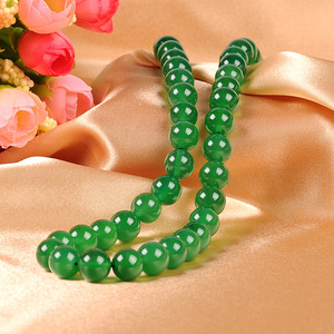 【珍藏级套装】无暇7A天然绿玛瑙玉髓圆珠项链翠绿通透妈妈款礼物