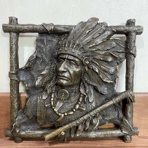 铜雕塑印第安人铜像挂件家居装饰品创意高档礼品客厅书房壁挂壁饰