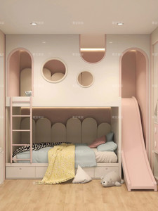 全实木上下高低床创意双层儿童床组合滑梯树屋女孩城堡姐妹床定制