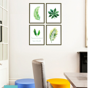 北欧ins风格绿色植物手绘叶子相框形装饰贴画环保pvc自粘壁纸壁画
