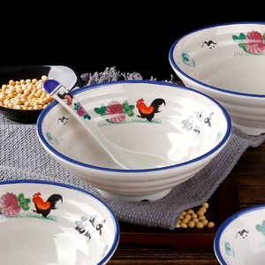 密胺鸡公碗商用中式复古怀旧公鸡碗塑料斗笠面碗面馆专用仿瓷餐具