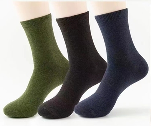 男士结实袜子运动袜 耐磨透气吸汗防臭优质棉袜军绿色劳保中筒袜