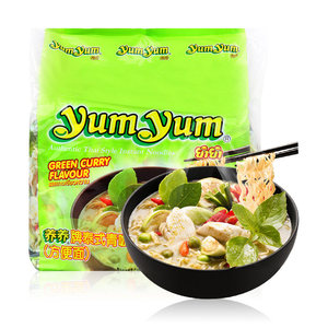 泰国进口方便面 养养牌yumyum泰式青咖喱味泡面汤面5包350g