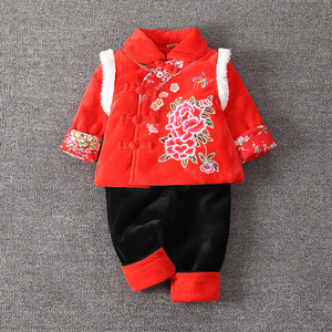 女宝宝冬装1一2-3周岁婴儿棉服两件套女童洋气套装小孩过新年棉衣