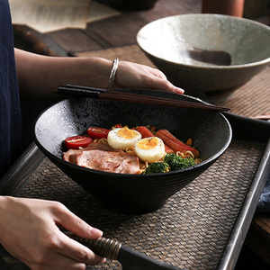吃播同款餐具大碗斗笠碗日式和风创意复古风陶瓷碗泡面拉面碗汤碗