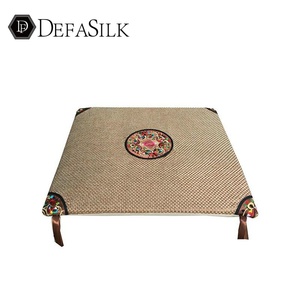 中式亚麻坐垫红木沙发圈椅茶椅餐椅防滑垫中国风刺绣古典座垫圆垫