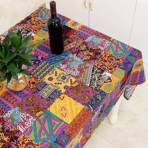 创意茶几桌布个性艺术布艺棉麻布料复古彩色美术绘画室书桌布中式